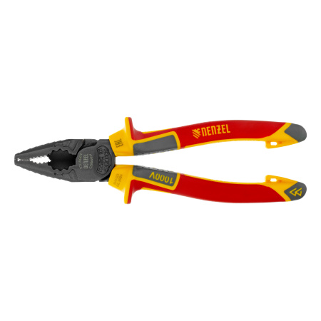 Плоскогубцы комбинированные, диэлектрические трехкомпонентные рукоятки до 1000 В, 180 мм Denzel