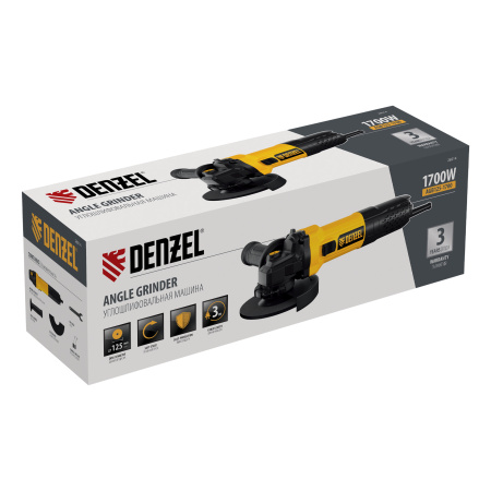 Машина шлифовальная угловая AGB125-1700, 1700 Вт, 125 мм, 3000-11000 об/мин Denzel