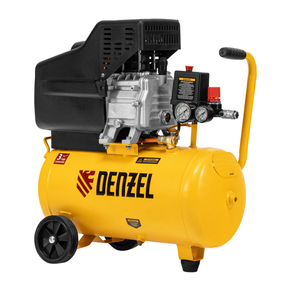 Компрессор воздушный DC1500/24, прямой привод, 1.5 кВт, 24 литра, 220 л/мин Denzel