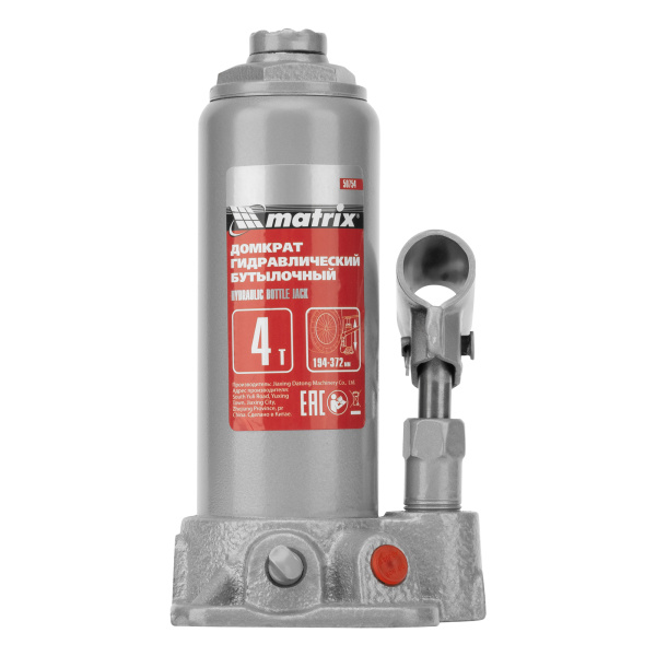 Домкрат гидравлический бутылочный, 4 т, высота подъема 194-372 мм, в пластиковый кейсе Matrix цена